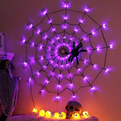 Zeitgenössische kreative Halloween leuchtende Spinnennetz LED Dekoration Lichterketten für Wohnzimmer 