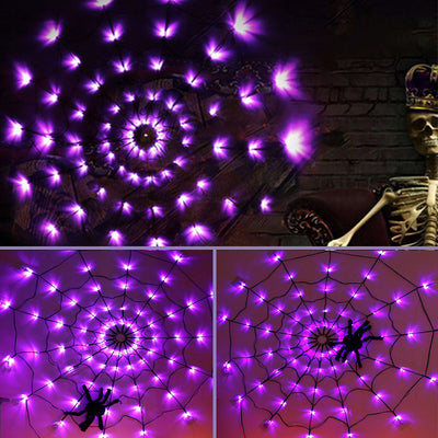 Zeitgenössische kreative Halloween leuchtende Spinnennetz LED Dekoration Lichterketten für Wohnzimmer 