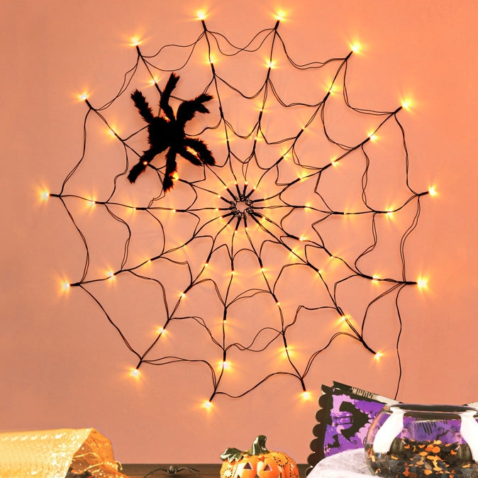 Zeitgenössische kreative Halloween leuchtende Spinnennetz LED Dekoration Lichterketten für Wohnzimmer 