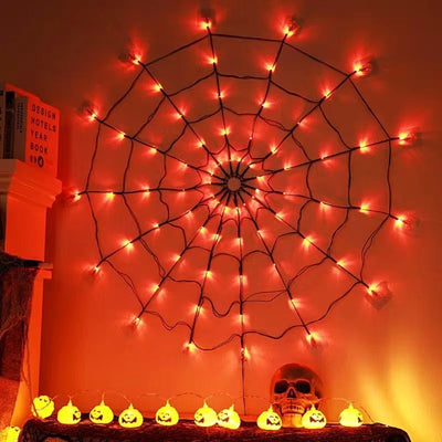 Zeitgenössische kreative Halloween leuchtende Spinnennetz LED Dekoration Lichterketten für Wohnzimmer 