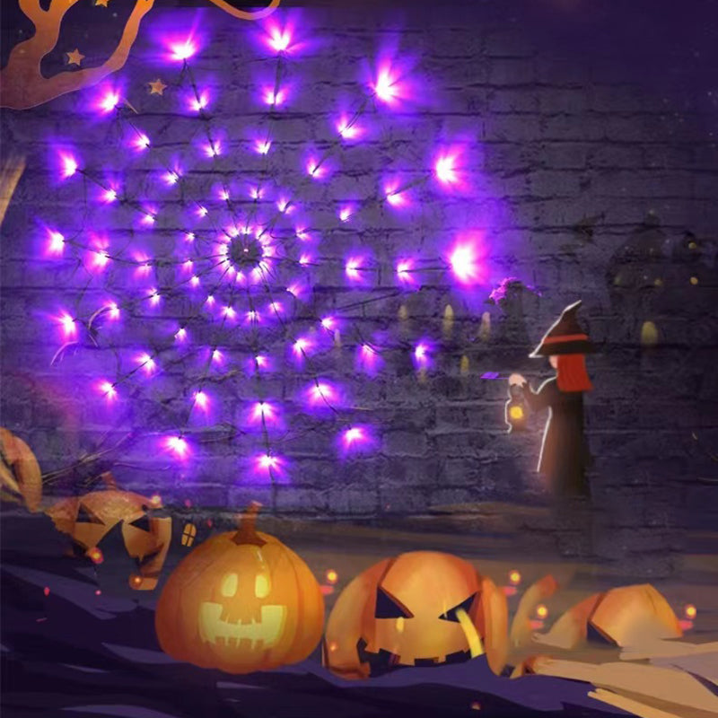 Zeitgenössische kreative Halloween leuchtende Spinnennetz LED Dekoration Lichterketten für Wohnzimmer 