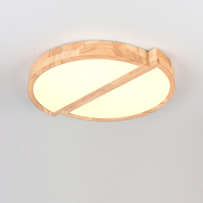 Modern Minimalist Geometric Square Iron Wood LED Flush Mount Ceiling Light For Living Room