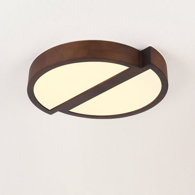 Modern Minimalist Geometric Square Iron Wood LED Flush Mount Ceiling Light For Living Room