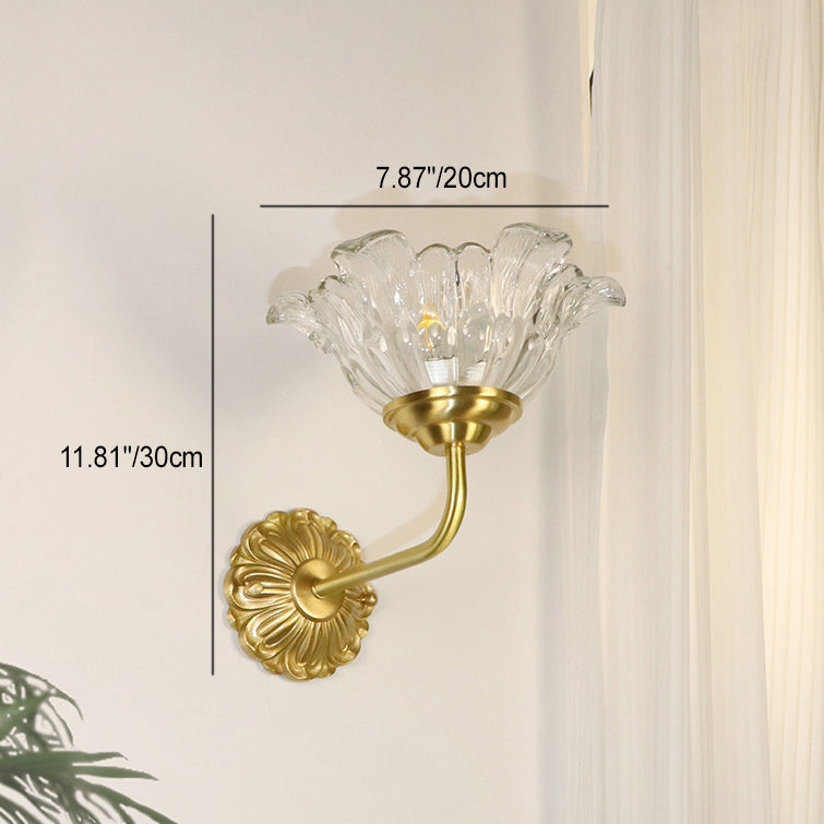 Moderne Luxus Messing Glas Blume Schatten 1-Licht Wand Leuchte Lampe Für Schlafzimmer 