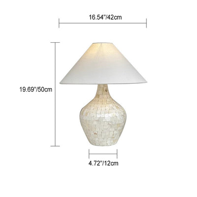 Traditional European Fabric Shell Decoration Base 1-Light Table Lamp For Bedroom