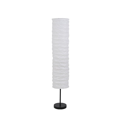 Traditional Japanese Pleated Paper Column Shade 1-Light Standing Floor Lamp For Home Office