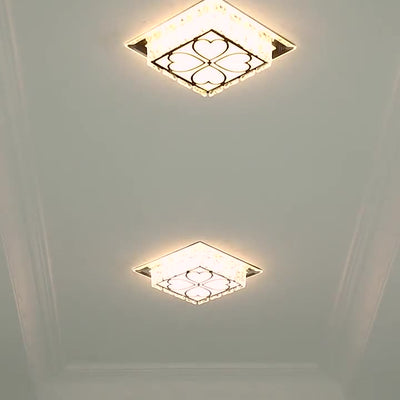 Zeitgenössische Luxus-Quadrat-Glas-Kristall-LED-Unterputz-Deckenleuchte für Wohnzimmer 