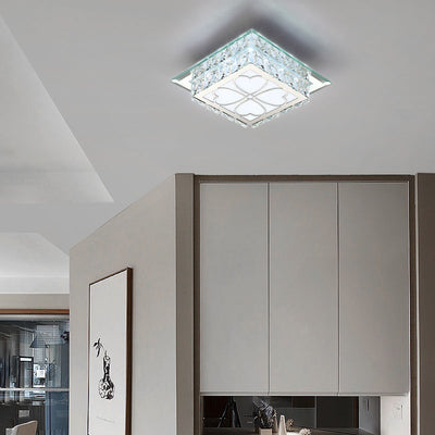 Zeitgenössische Luxus-Quadrat-Glas-Kristall-LED-Unterputz-Deckenleuchte für Wohnzimmer 