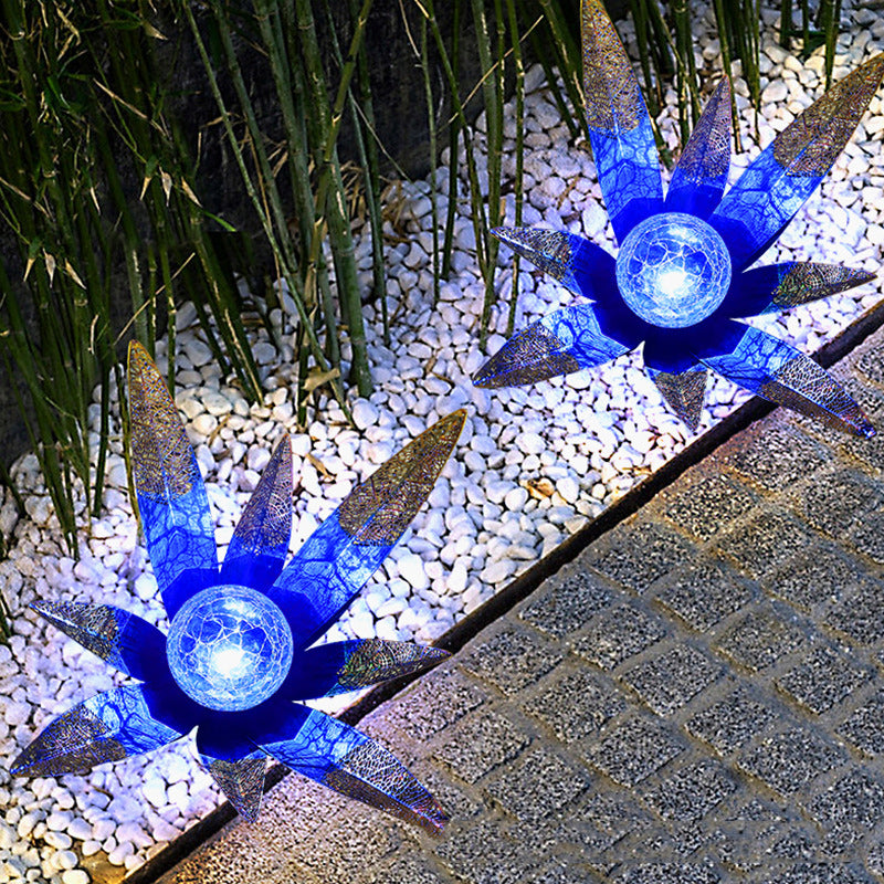 Contemporary Creative Solar Waterproof Iron Agave Plant LED Lawn Landscape Light For Outdoor Patio