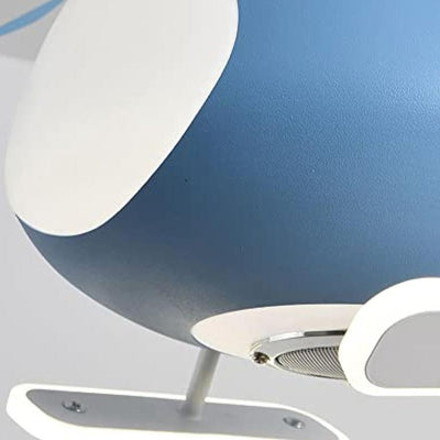 Contemporary Creative Cartoon Helicopter Iron Acrylic LED Kids Downrods Ceiling Fan Light For Bedroom