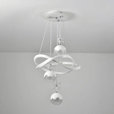 Moderne Art Deco Aluminium Silikon Arc Streifen Acryl Globus Ball LED Kronleuchter Für Wohnzimmer 