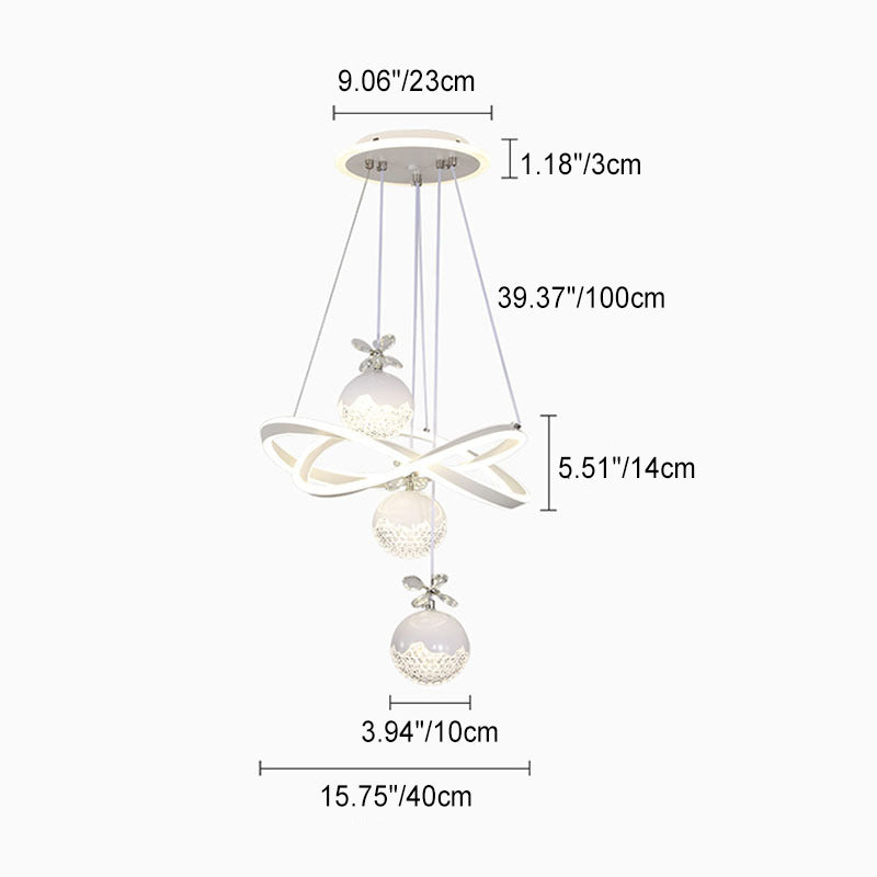 Moderne Art Deco Aluminium Silikon Arc Streifen Acryl Globus Ball LED Kronleuchter Für Wohnzimmer 