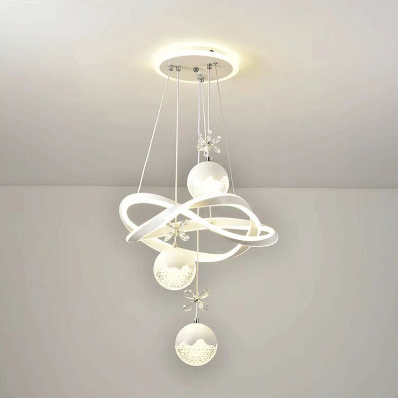 Moderne Art Deco Aluminium Silikon Arc Streifen Acryl Globus Ball LED Kronleuchter Für Wohnzimmer 