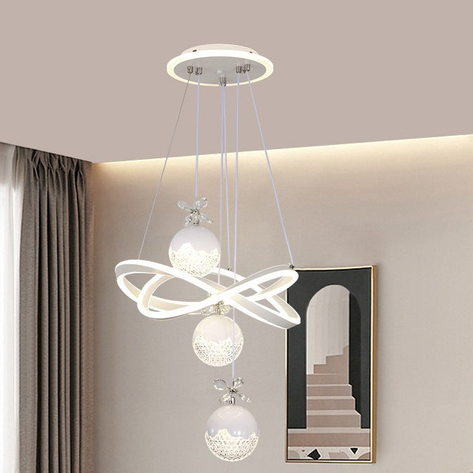 Moderne Art Deco Aluminium Silikon Arc Streifen Acryl Globus Ball LED Kronleuchter Für Wohnzimmer 