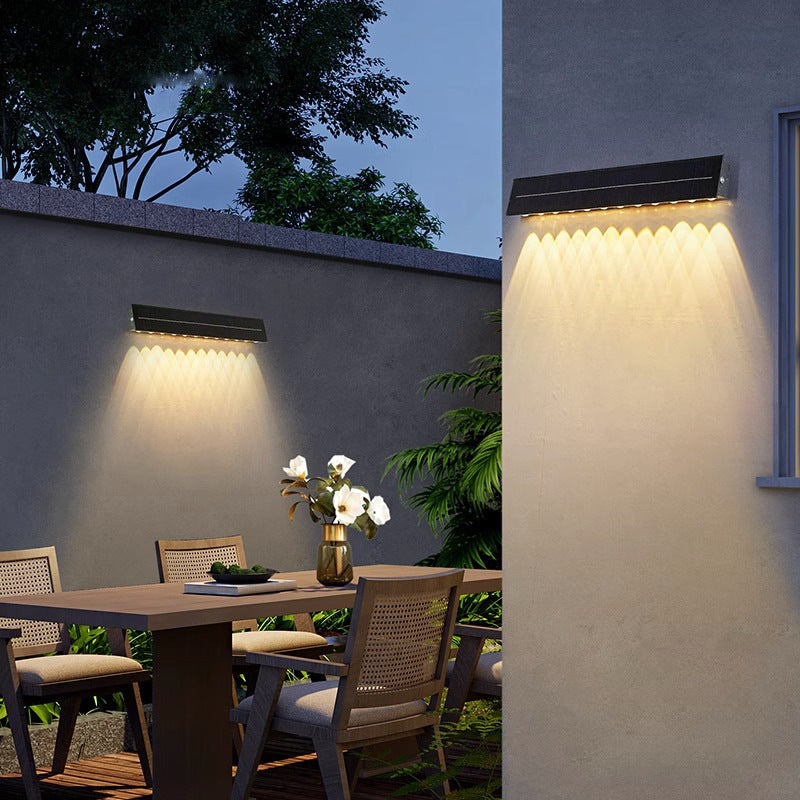 Contemporary Industrial Solar Rectangle Stainless Steel LED Waterproof Outdoor Wall Sconce Light For Garden