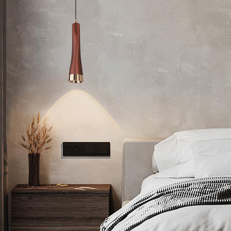 Contemporary Scandinavian Liftable Aluminum Long Strip LED Pendant Light For Bedroom