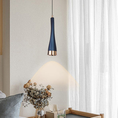 Contemporary Scandinavian Liftable Aluminum Long Strip LED Pendant Light For Bedroom