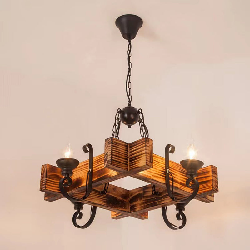 Traditional Rustic Boat Distressed Wood Iron 3/4/5/8/11-Light Chandelier Island Light For Dining Room