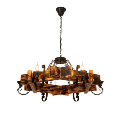 Traditional Rustic Boat Distressed Wood Iron 3/4/5/8/11-Light Chandelier Island Light For Dining Room