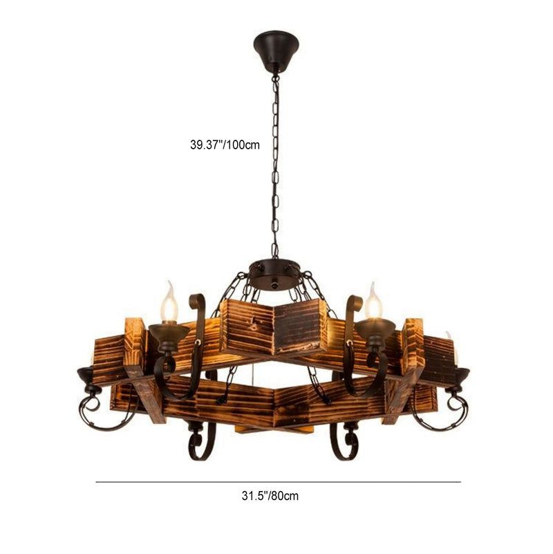 Traditional Rustic Boat Distressed Wood Iron 3/4/5/8/11-Light Chandelier Island Light For Dining Room