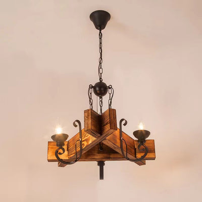 Traditional Rustic Boat Distressed Wood Iron 3/4/5/8/11-Light Chandelier Island Light For Dining Room