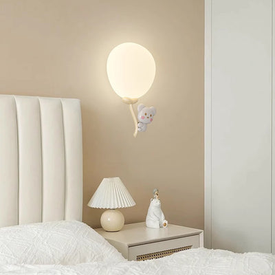 Contemporary Creative Animal Monkey Bear Iron PE Globe Shade LED Wall Sconce Lamp For Bedroom