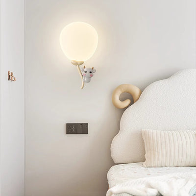 Contemporary Creative Animal Monkey Bear Iron PE Globe Shade LED Wall Sconce Lamp For Bedroom