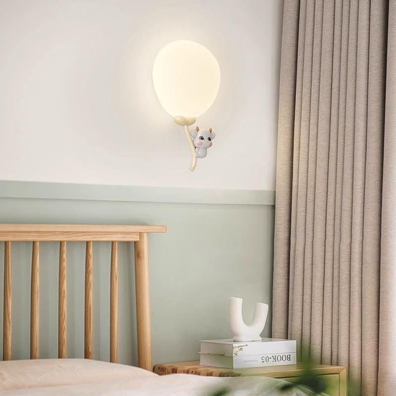 Contemporary Creative Animal Monkey Bear Iron PE Globe Shade LED Wall Sconce Lamp For Bedroom