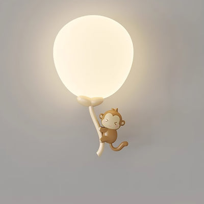 Contemporary Creative Animal Monkey Bear Iron PE Globe Shade LED Wall Sconce Lamp For Bedroom