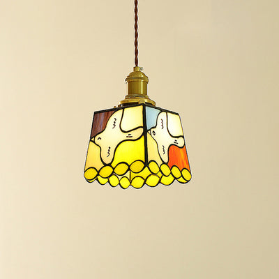 Traditional Tiffany Dove Of Peace Stained Glass Square 1-Light Pendant Light For Dining Room