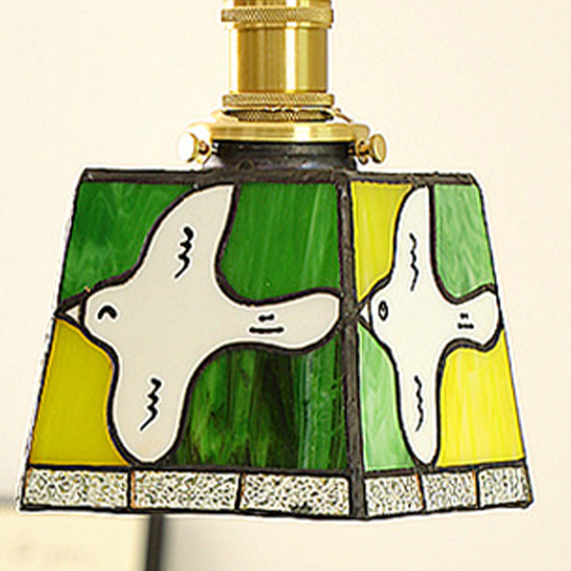 Traditional Tiffany Dove Of Peace Stained Glass Square 1-Light Pendant Light For Dining Room