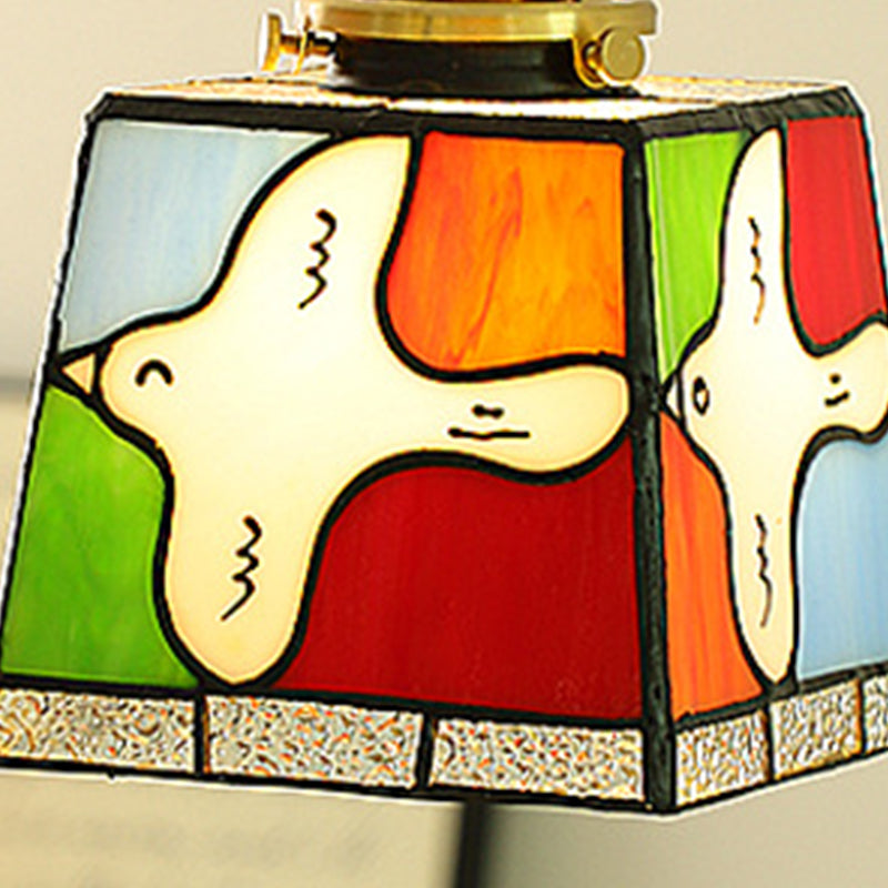 Traditional Tiffany Dove Of Peace Stained Glass Square 1-Light Pendant Light For Dining Room