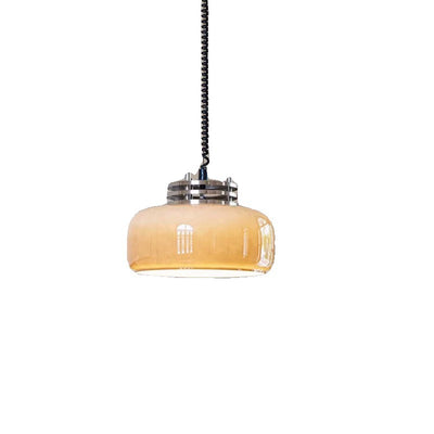 Contemporary Retro Round Glass Shade Hardware 1-Light Pendant Light For Dining Room