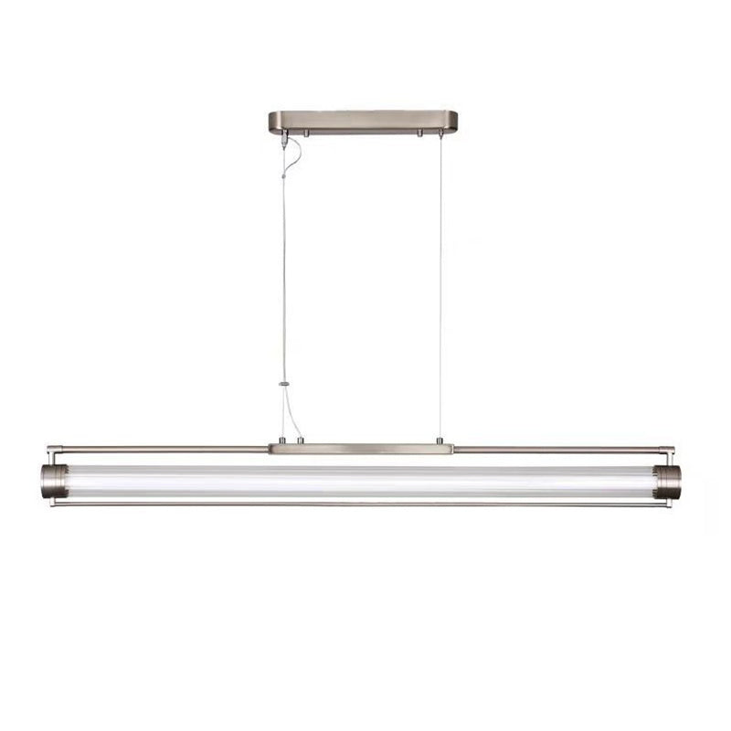 Modern Minimalist Long Strip Iron Glass LED Pendant Light Island Light For Dining Room