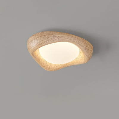 Contemporary Simplicity Curved Iron PE Imitation Wood Grain LED Flush Mount Ceiling Light For Bedroom