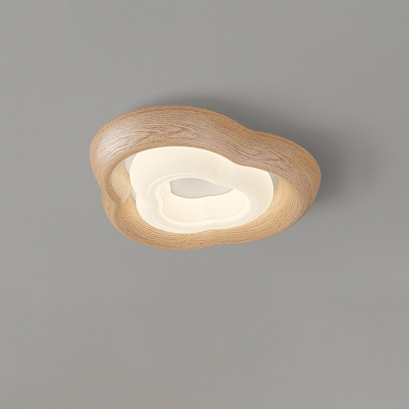 Contemporary Simplicity Curved Iron PE Imitation Wood Grain LED Flush Mount Ceiling Light For Bedroom