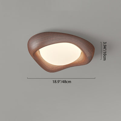 Contemporary Simplicity Curved Iron PE Imitation Wood Grain LED Flush Mount Ceiling Light For Bedroom