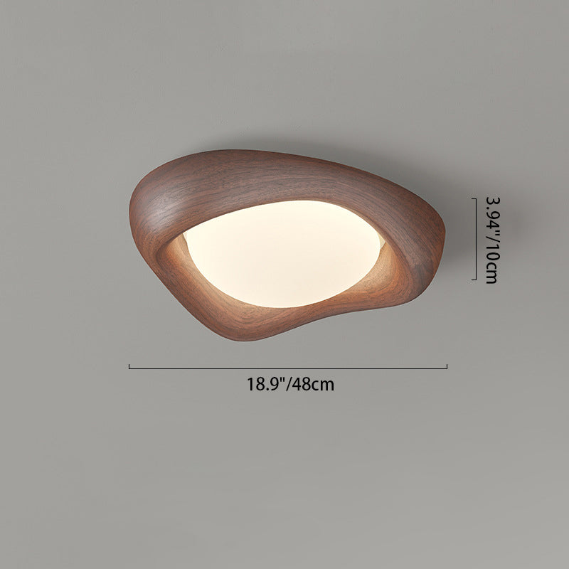 Contemporary Simplicity Curved Iron PE Imitation Wood Grain LED Flush Mount Ceiling Light For Bedroom