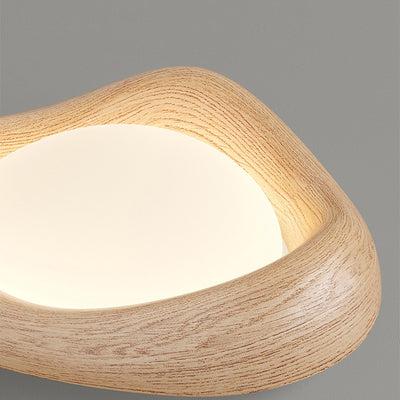 Contemporary Simplicity Curved Iron PE Imitation Wood Grain LED Flush Mount Ceiling Light For Bedroom