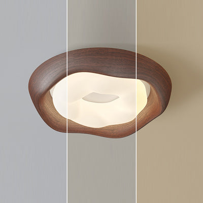 Contemporary Simplicity Curved Iron PE Imitation Wood Grain LED Flush Mount Ceiling Light For Bedroom