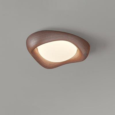 Contemporary Simplicity Curved Iron PE Imitation Wood Grain LED Flush Mount Ceiling Light For Bedroom