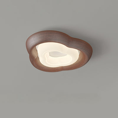 Contemporary Simplicity Curved Iron PE Imitation Wood Grain LED Flush Mount Ceiling Light For Bedroom