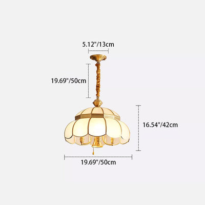 Modern Luxury Brass Frame Frosted Glass Round Shade 5-Light Chandelier For Living Room