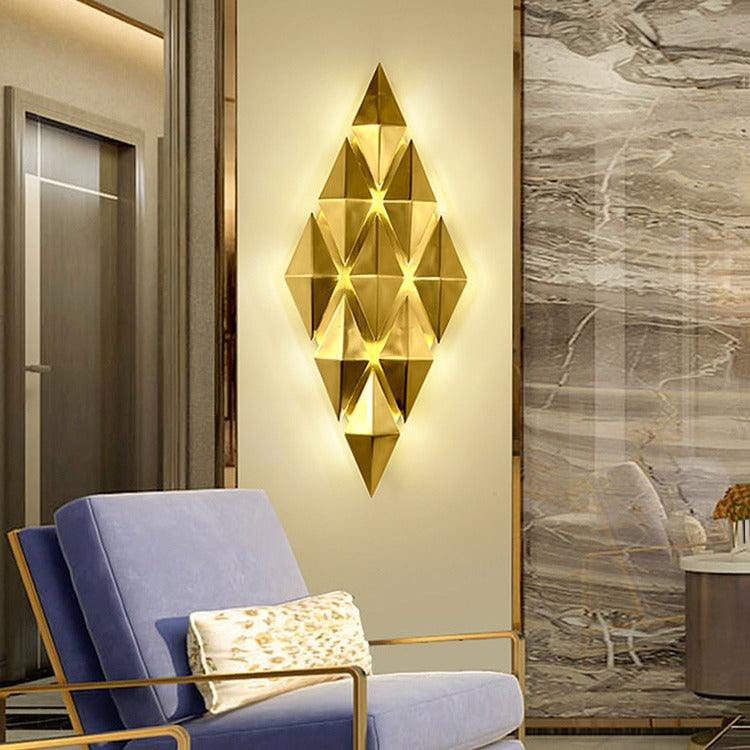 Contemporary Luxury Dazzling Hardware Diamond Shade 9-Light Wall Sconce Lamp For Living Room