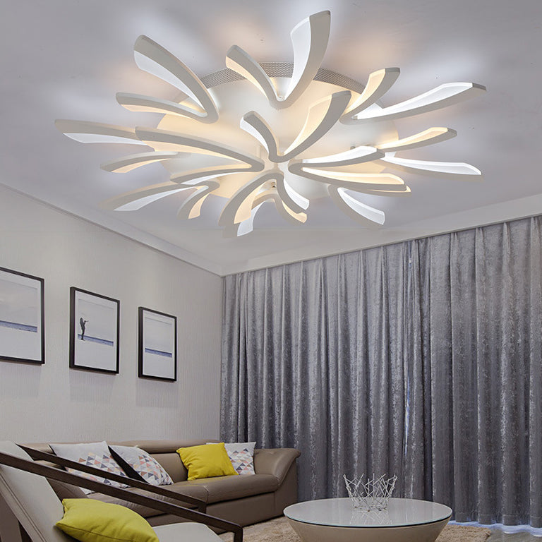 Contemporary Nordic Hardware Acrylic Dandelion LED Flush Mount Ceiling Light For Bedroom