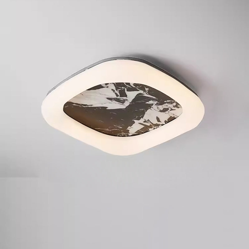 Contemporary Nordic Square Acrylic Marble Texture LED Flush Mount Ceiling Light For Bedroom