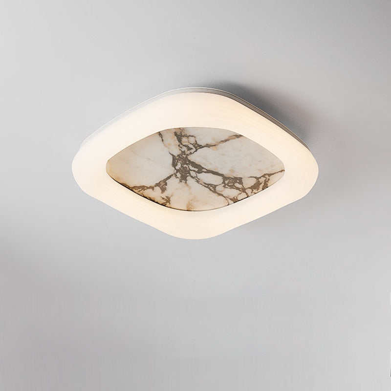 Contemporary Nordic Square Acrylic Marble Texture LED Flush Mount Ceiling Light For Bedroom