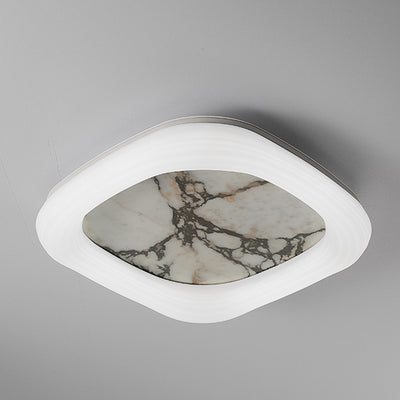 Contemporary Nordic Square Acrylic Marble Texture LED Flush Mount Ceiling Light For Bedroom