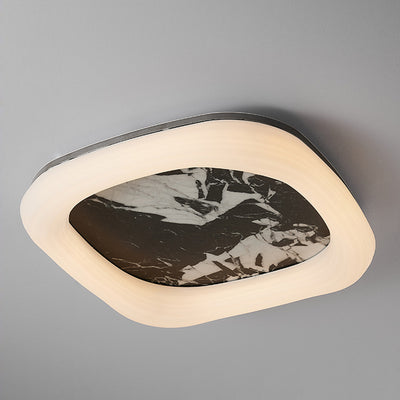 Contemporary Nordic Square Acrylic Marble Texture LED Flush Mount Ceiling Light For Bedroom