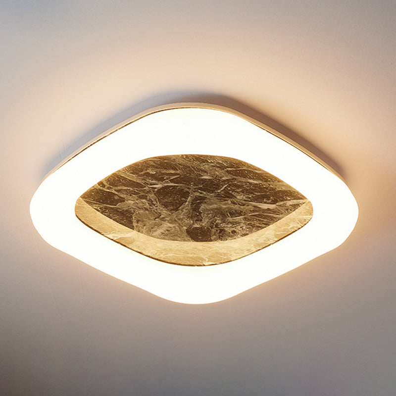 Contemporary Nordic Square Acrylic Marble Texture LED Flush Mount Ceiling Light For Bedroom